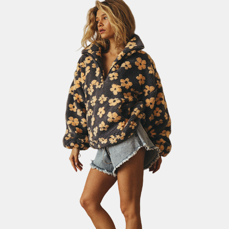 Ivy | Pull Fleece Floral à Manches Longues