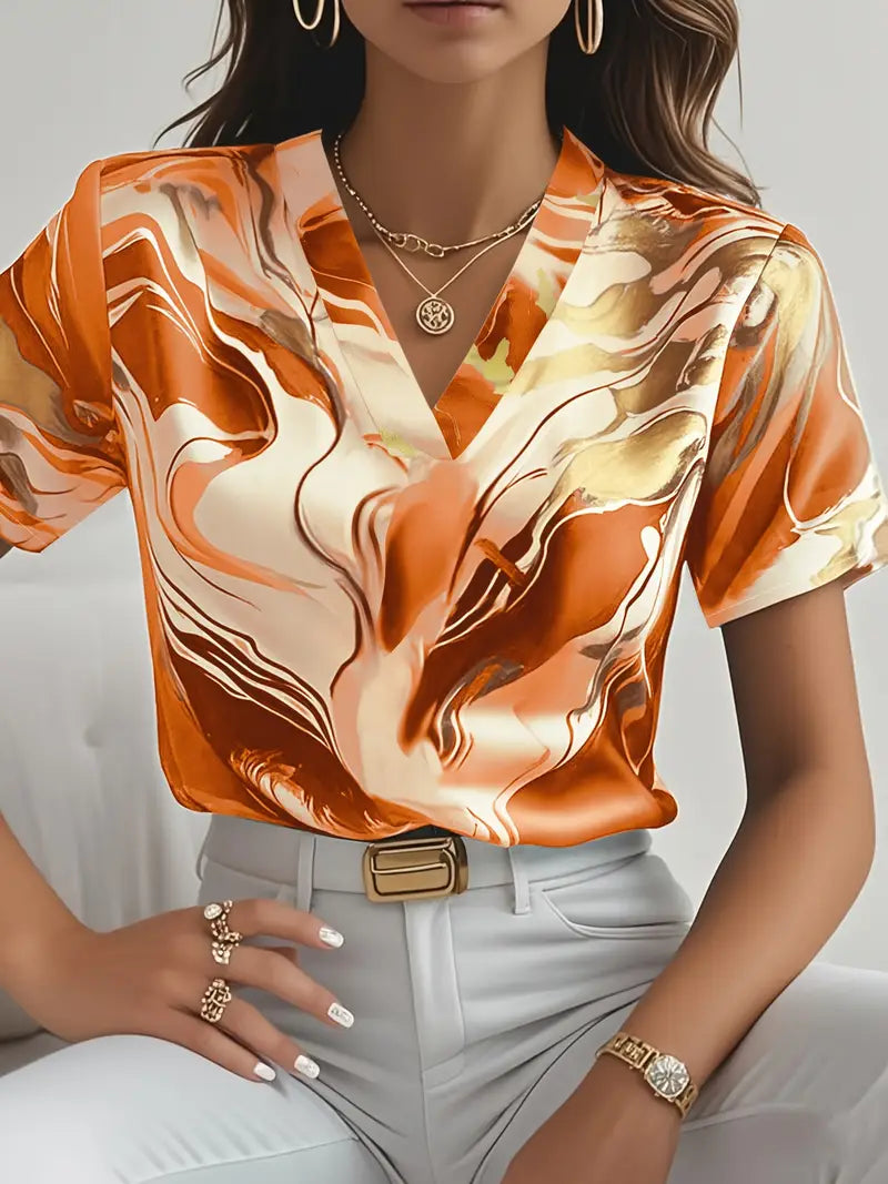XYRIEL | BLOUSE EN IMPRIMÉ MARBRE ÉLÉGANTE
