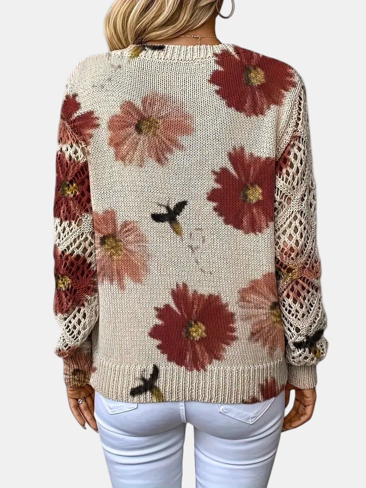 Amelie | Pull V-Neck Floral Élégant
