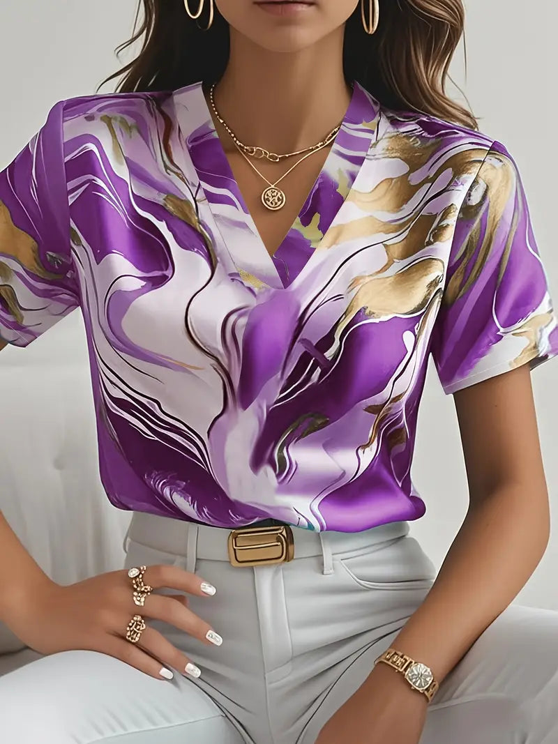 XYRIEL | BLOUSE EN IMPRIMÉ MARBRE ÉLÉGANTE