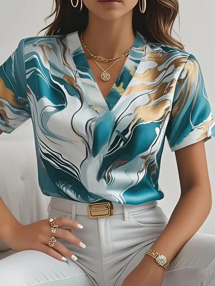 XYRIEL | BLOUSE EN IMPRIMÉ MARBRE ÉLÉGANTE