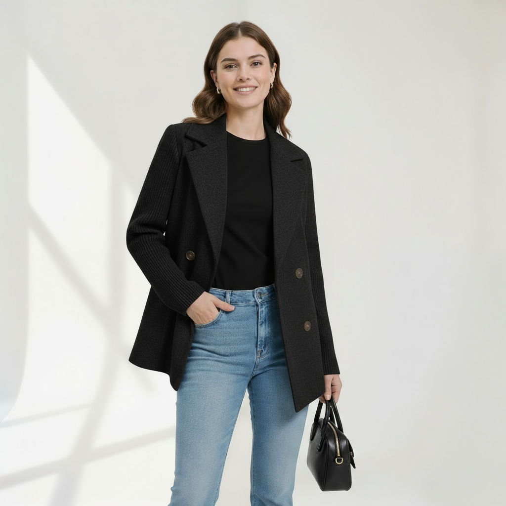 Sasha | Veste blazer décontractée en tricot côtelé