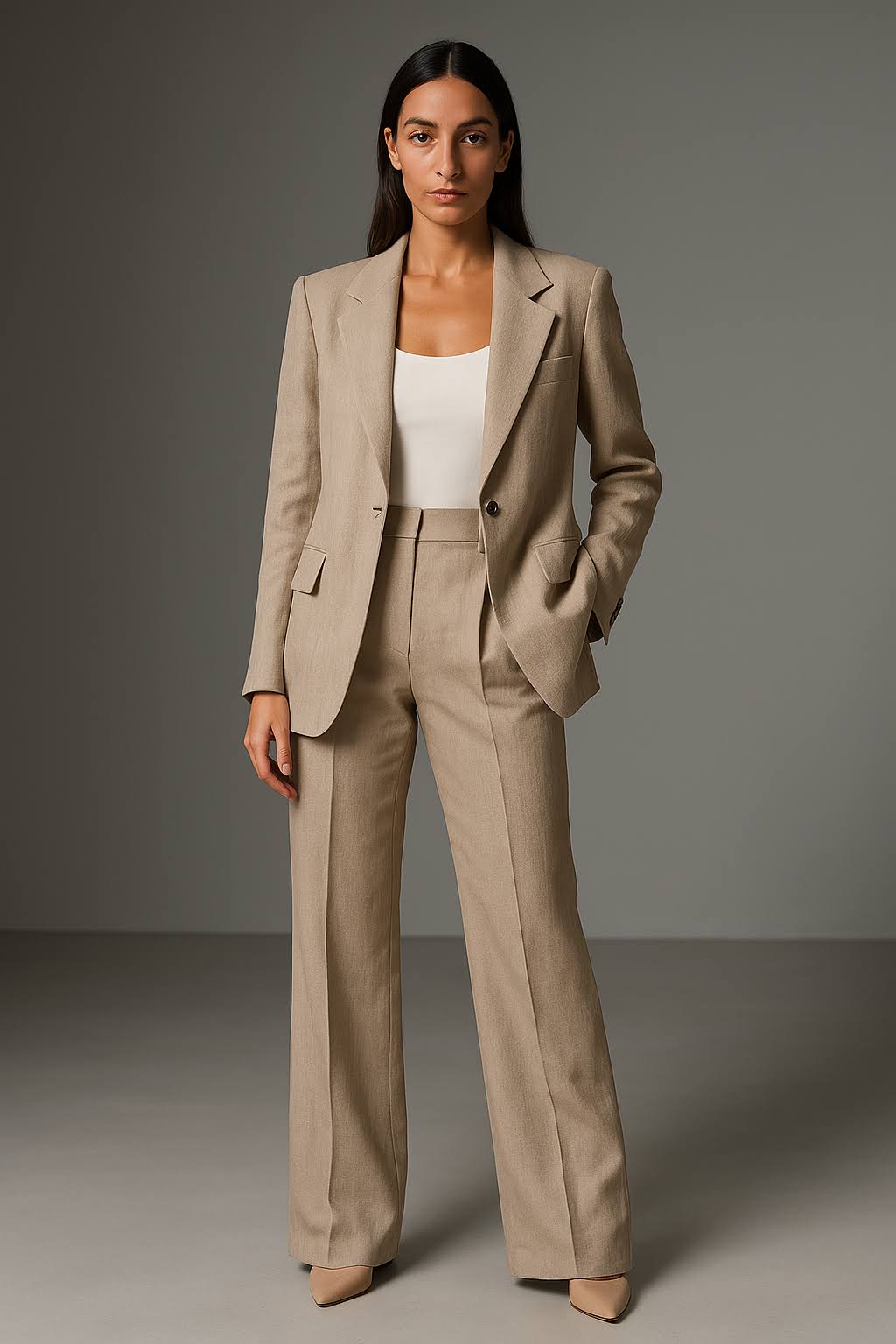 Ensemble tailleur blazer et pantalon jambe large