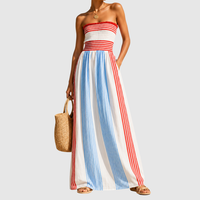 Élise | Robe Maxi Bustier Smockée à Rayures