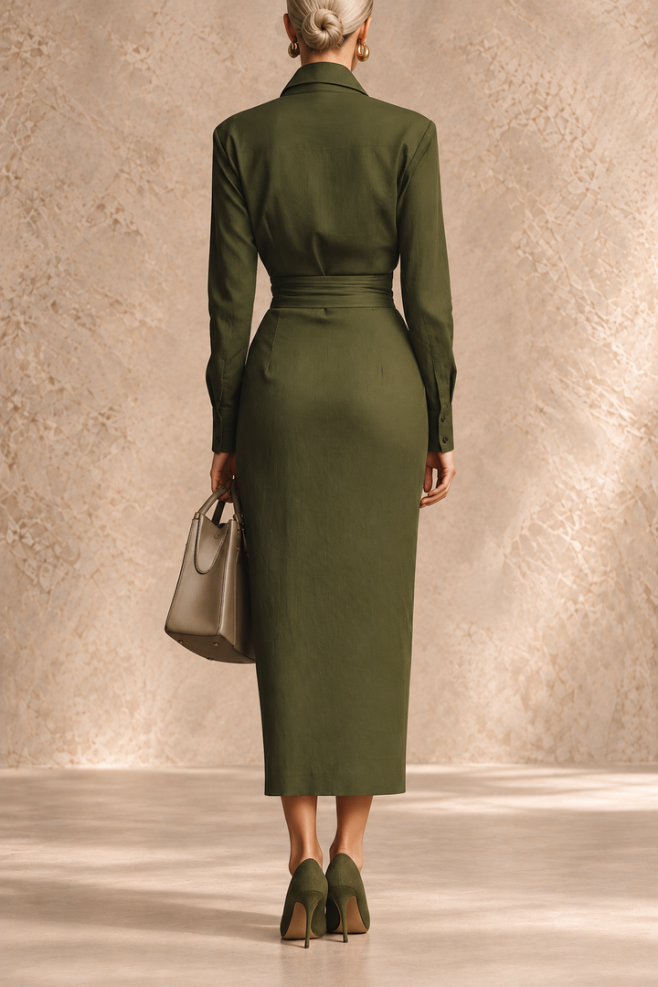 Muriel™ | Col Classique, Drapé à la Taille