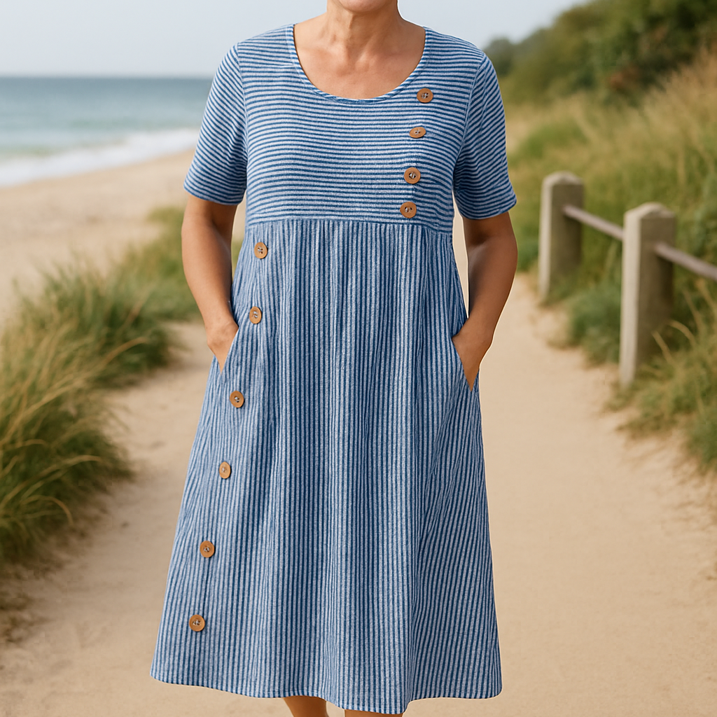 Brienne | Robe Midi Rayée – Confort Évident, Confiance Quotidienne
