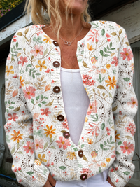 Greta™ | Cardigan en Maille Imprimé Floral Vintage