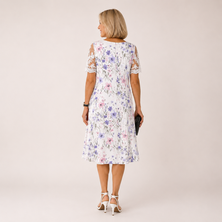 Frances | Robe Midi à Manches en Dentelle Florale