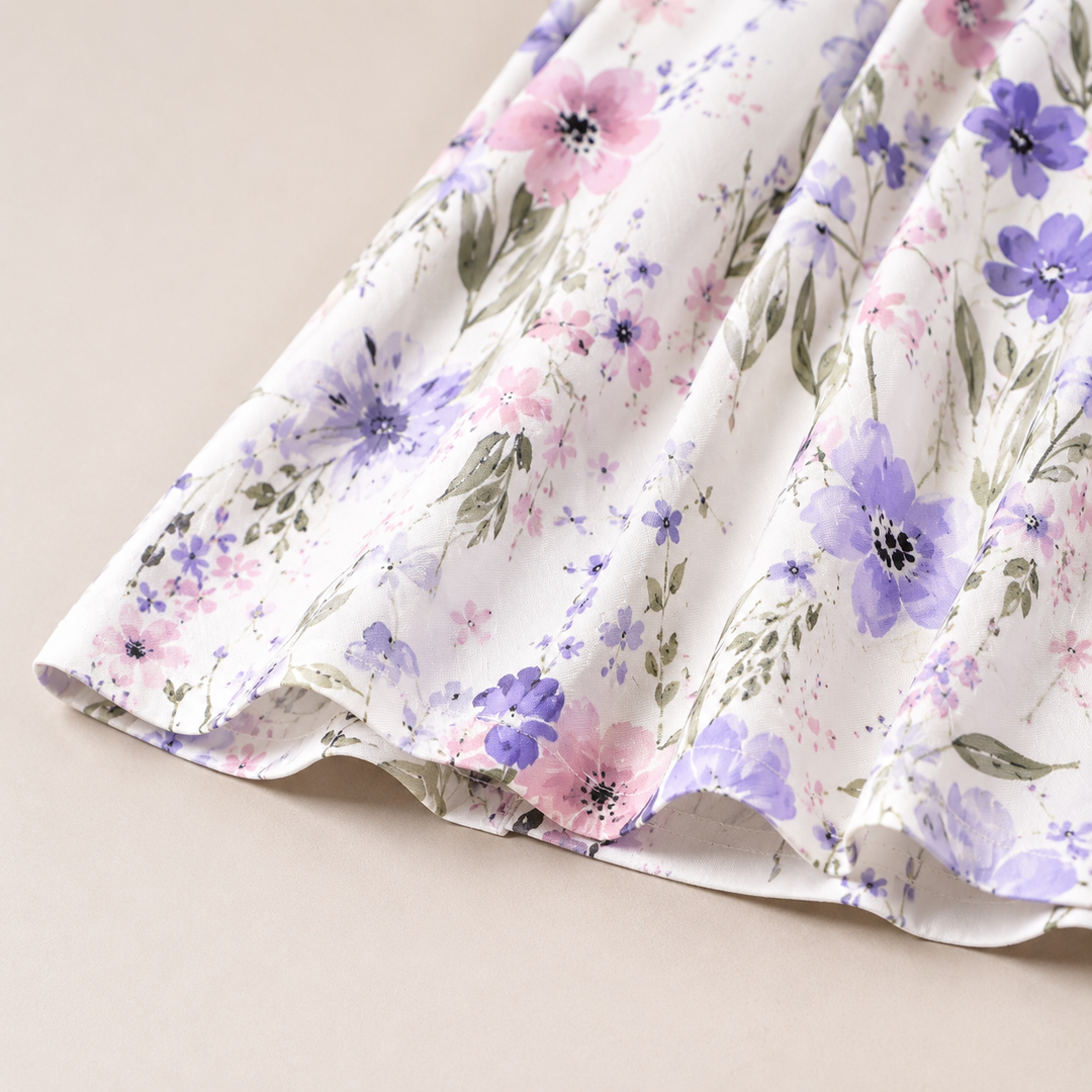 Frances | Robe Midi à Manches en Dentelle Florale