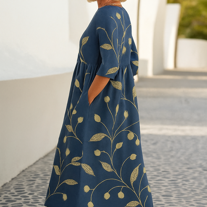 Emma | Robe Midi Décontractée - Élégance Quotidienne