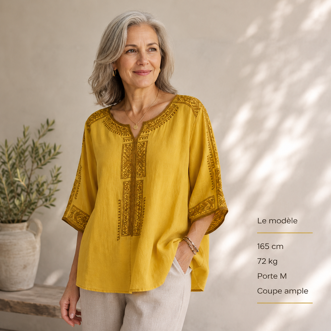 Celine | Blouse en Coton Lin