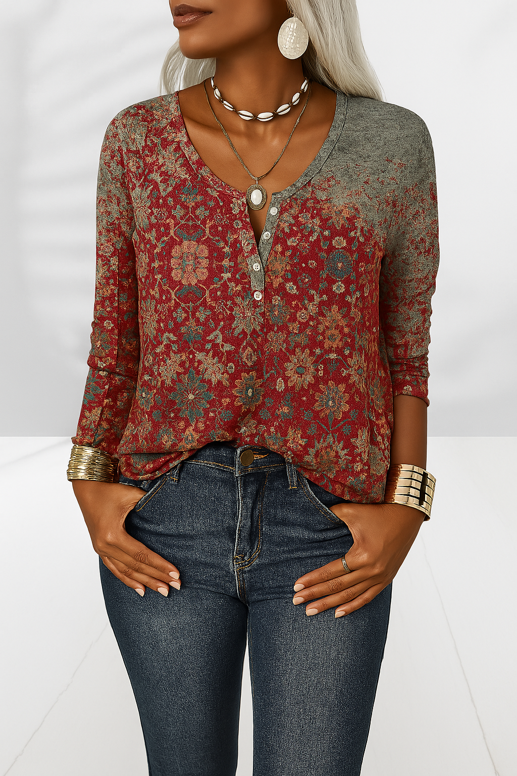 FLEXIA | BLOUSE FLORALE À MANCHES LONGUES