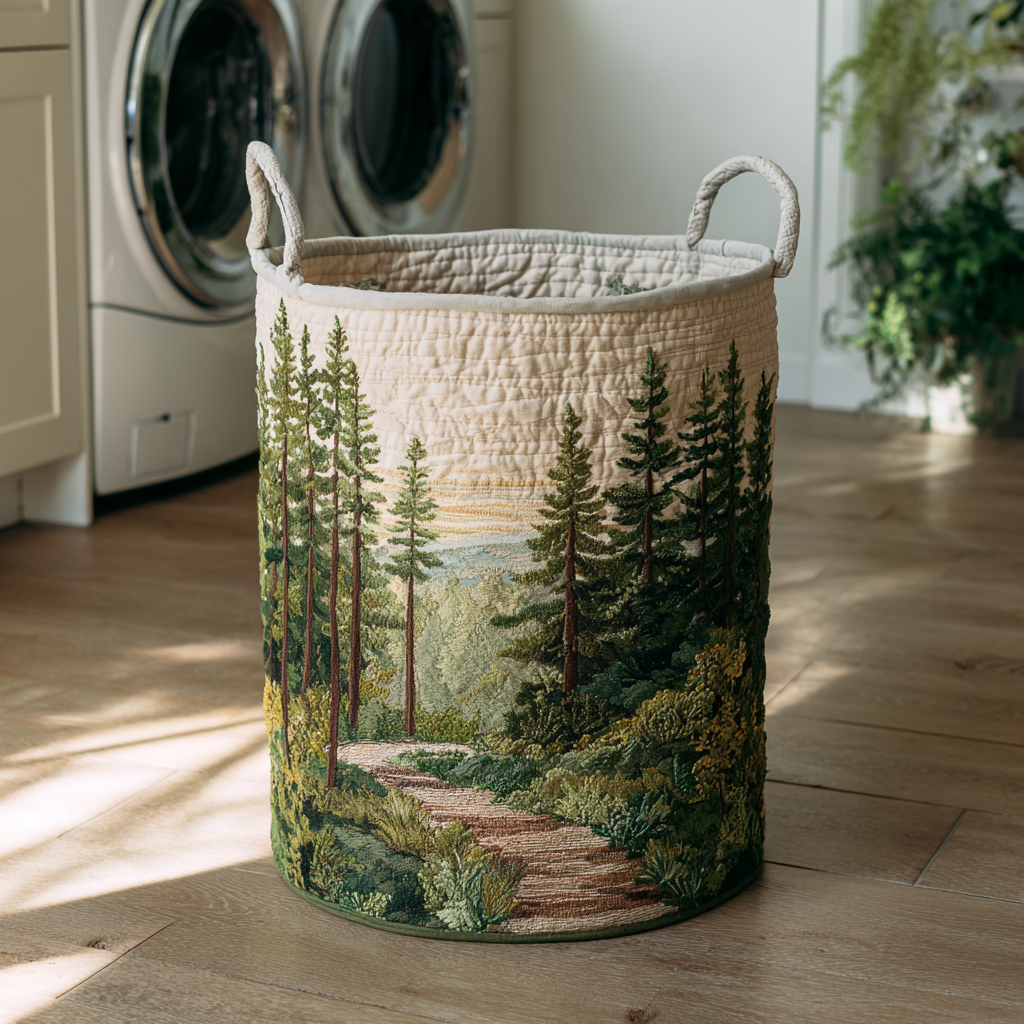 Naomi | Panier à linge matelassé avec motifs nature