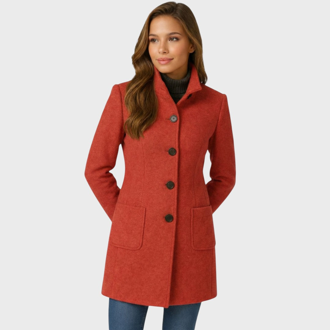 Clara – Manteau élégant en laine à boutons (Livraison)