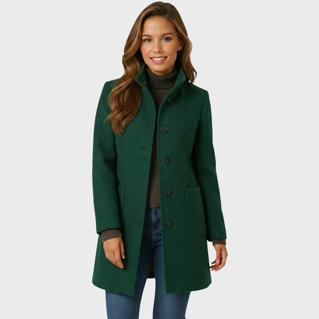 Clara – Manteau élégant en laine à boutons (Livraison)