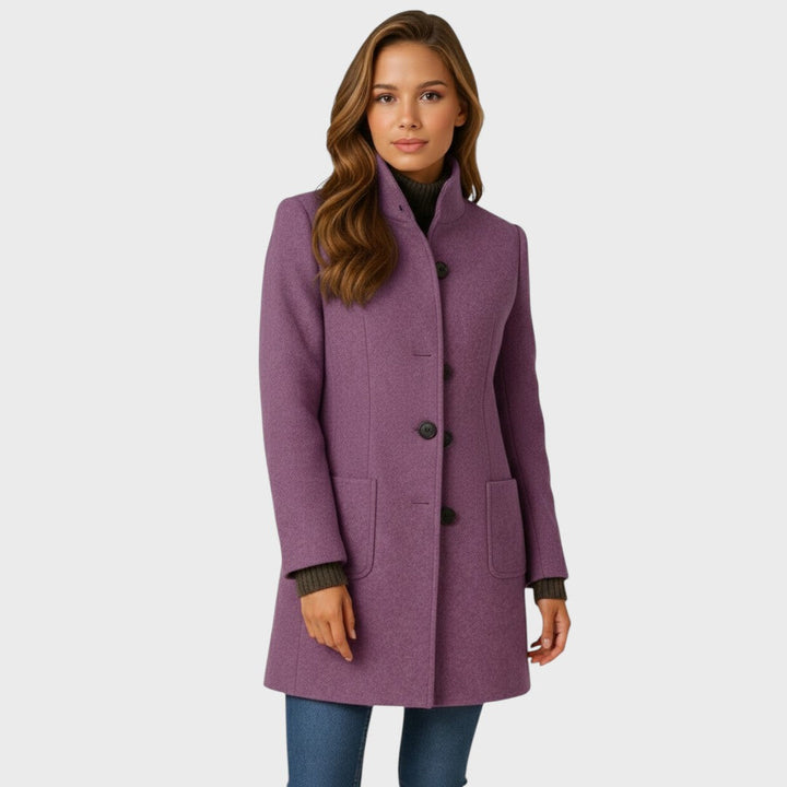 Clara – Manteau élégant en laine à boutons (Livraison)