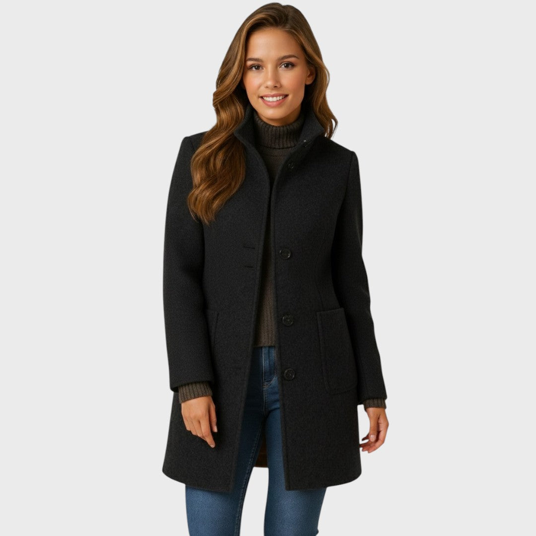 Clara – Manteau élégant en laine à boutons (Livraison)