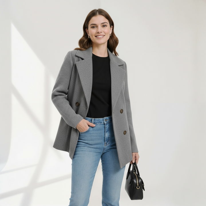 Sasha | Veste blazer décontractée en tricot côtelé