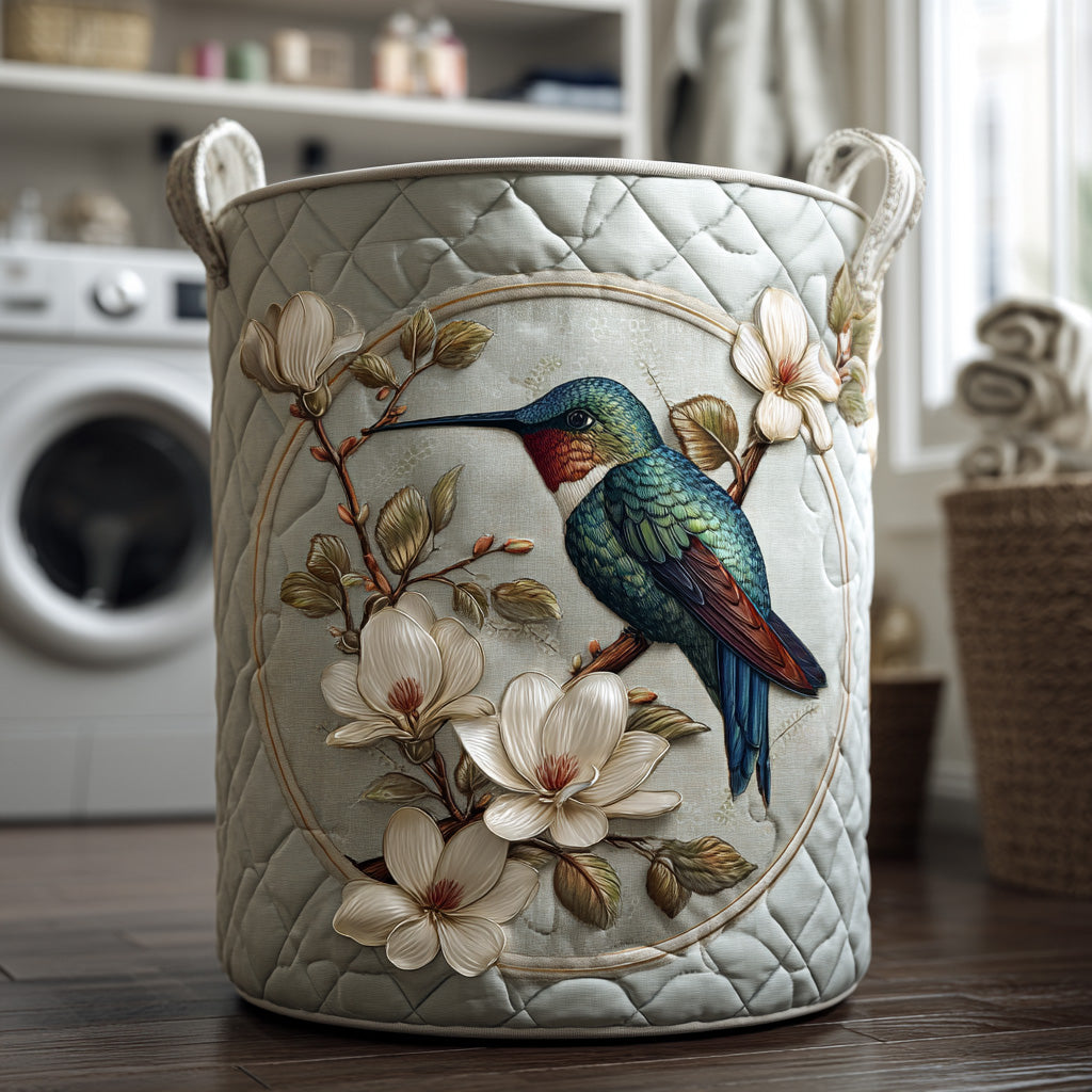 Daisy | Panier à linge matelassé motif colibri