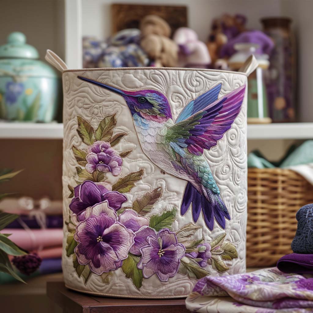 Evie | Panier à linge matelassé Hummingbird in Bloom