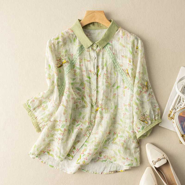 NICOLE | BLOUSE EN LIN CASUAL À MANCHES LONGUES