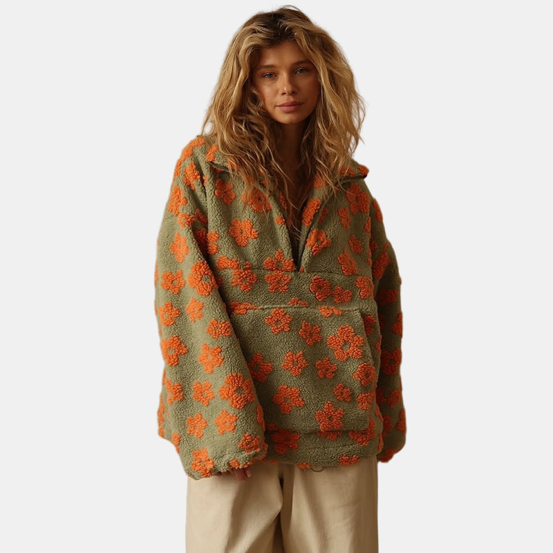 Ivy | Pull Fleece Floral à Manches Longues