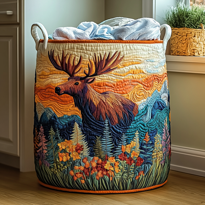 Naomi | Panier à linge matelassé avec motifs nature
