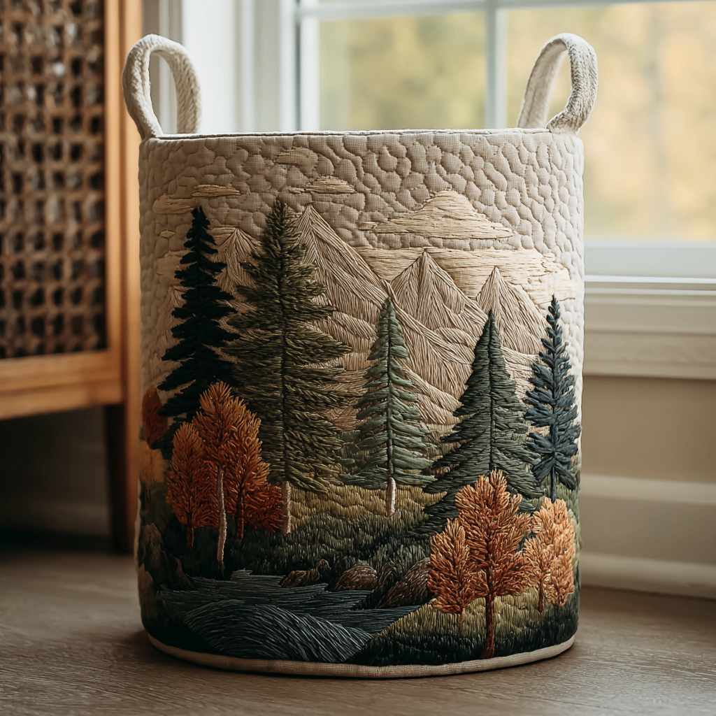 Naomi | Panier à linge matelassé avec motifs nature