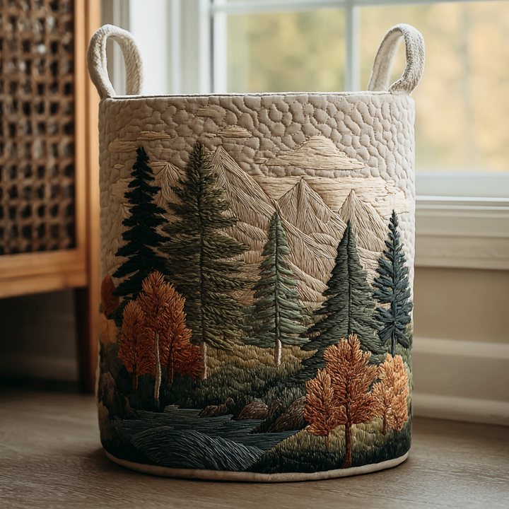 Naomi | Panier à linge matelassé avec motifs nature