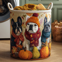 Véronique™ | Panier Matelassé Trio de Bouledogues