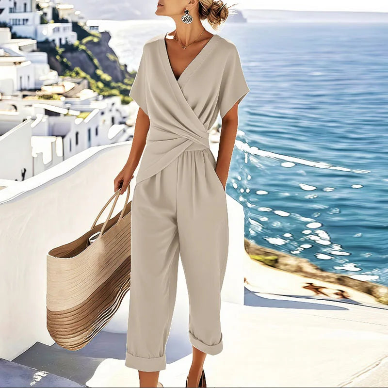 Liorine - Combinaison Chic Drapée Femme