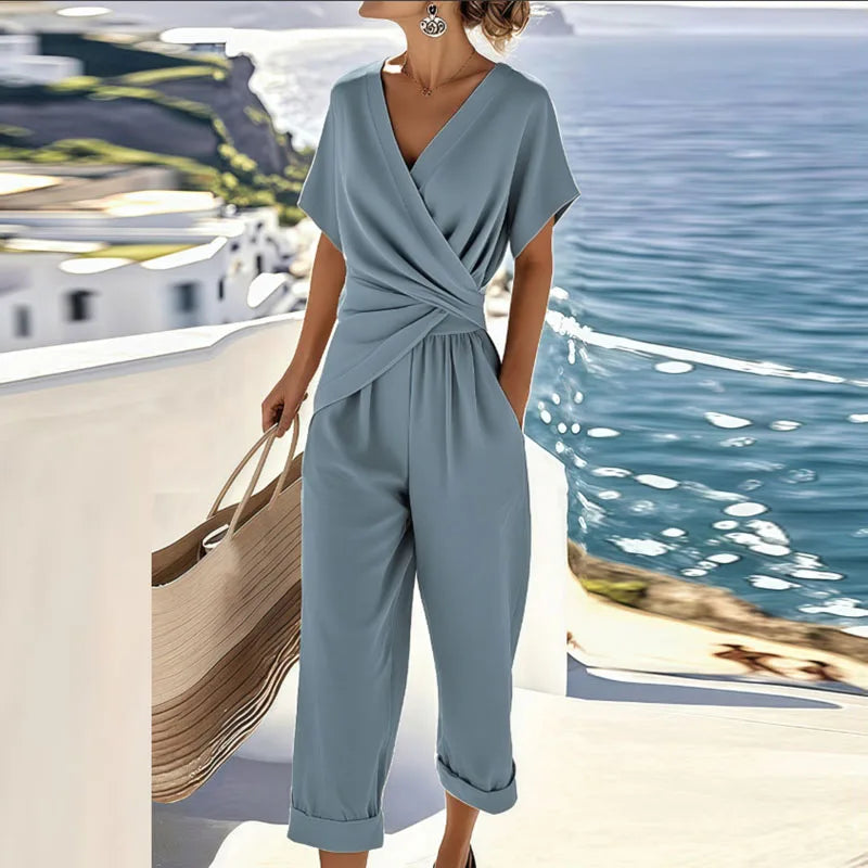 Liorine - Combinaison Chic Drapée Femme