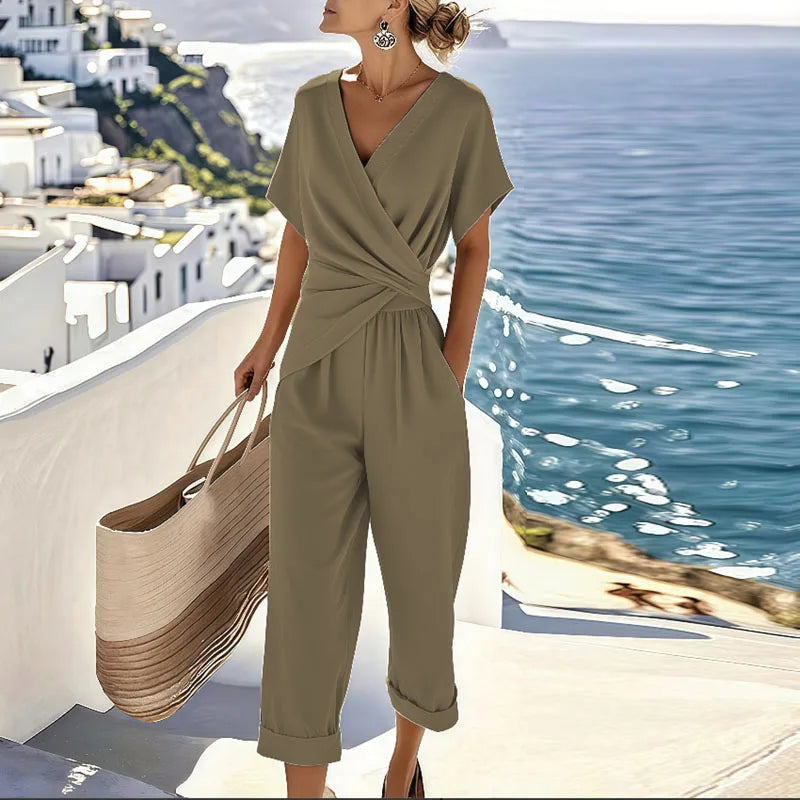 Liorine - Combinaison Chic Drapée Femme