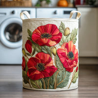 Ruby | Panier à linge matelassé motif coquelicot écarlate