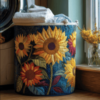 Sunny | Panier à linge matelassé motif floral ensoleillé