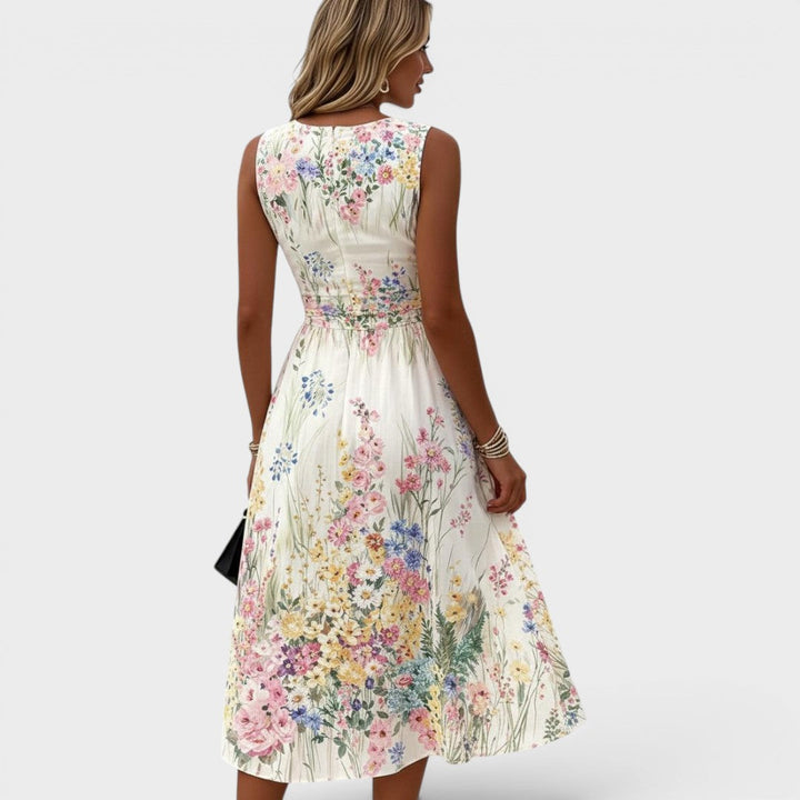 Kimberly | Robe Midi Florale Sans Manches