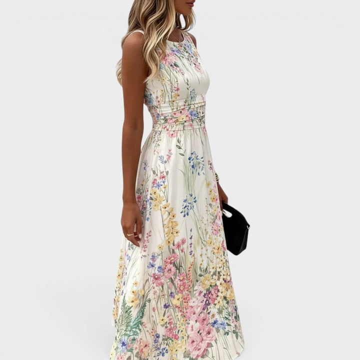 Kimberly | Robe Midi Florale Sans Manches