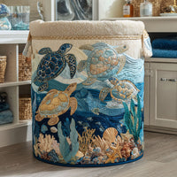Ginette™ | Panier Matelassé Tortues Marines