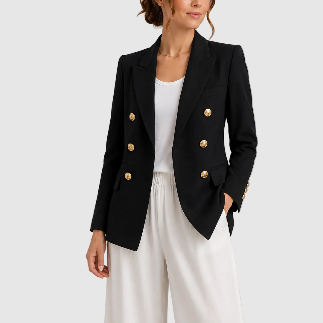 Camille | Blazer taillé à double boutonnage et boutons dorés