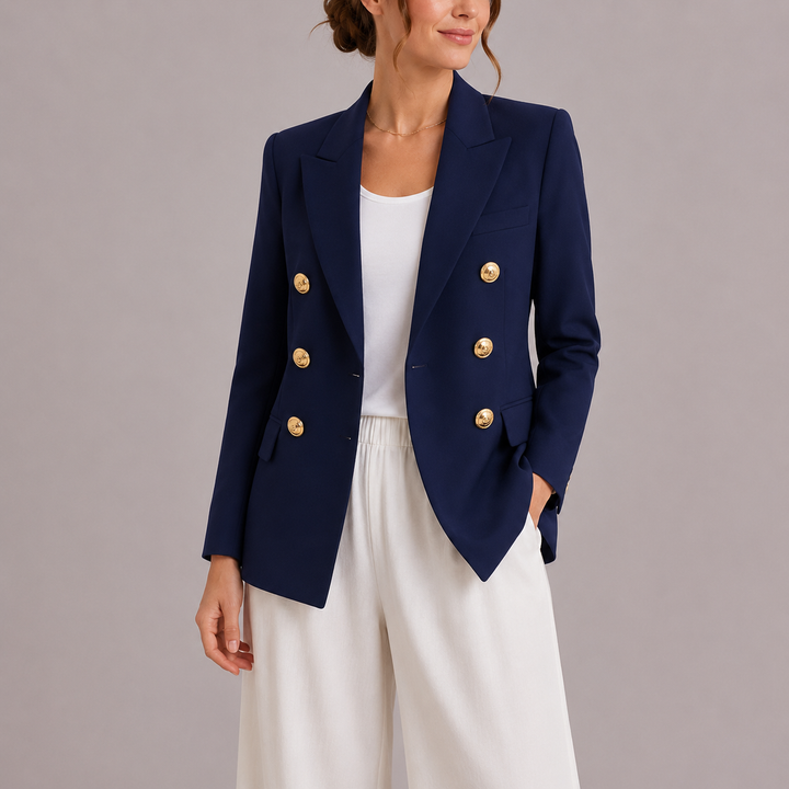 Camille | Blazer taillé à double boutonnage et boutons dorés