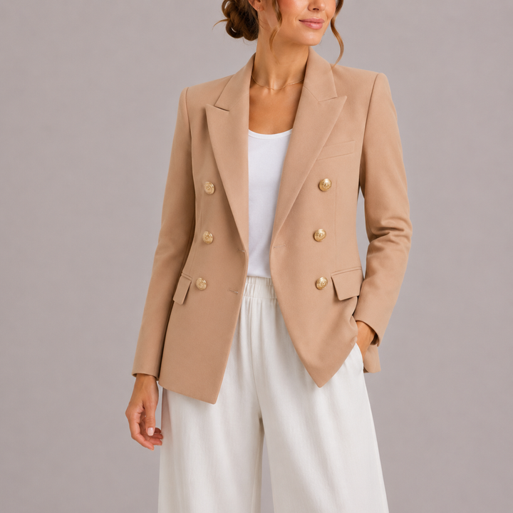 Camille | Blazer taillé à double boutonnage et boutons dorés