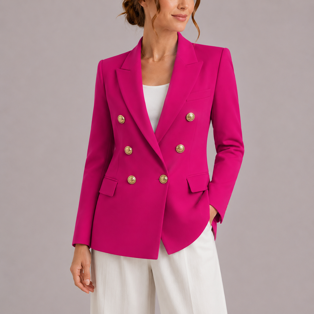 Camille | Blazer taillé à double boutonnage et boutons dorés