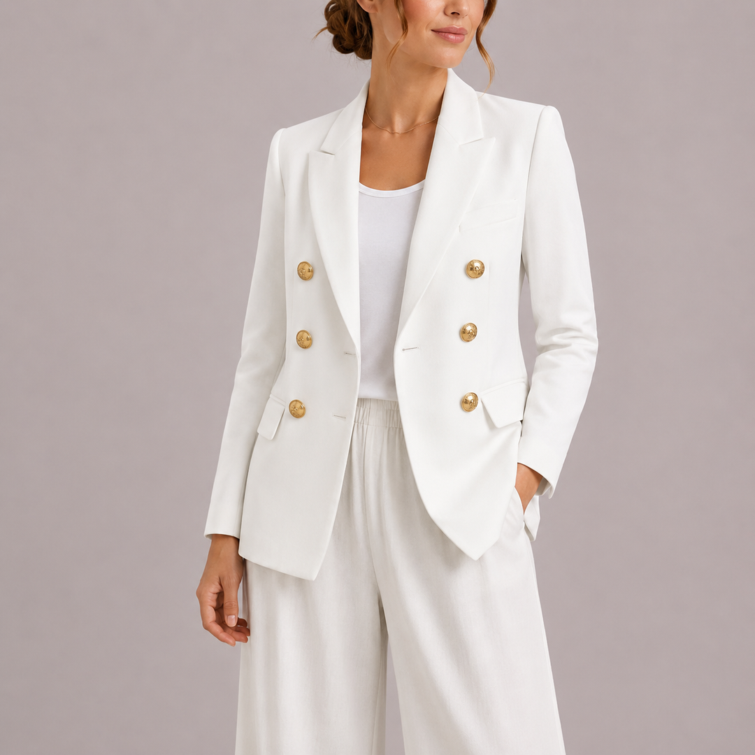Camille | Blazer taillé à double boutonnage et boutons dorés