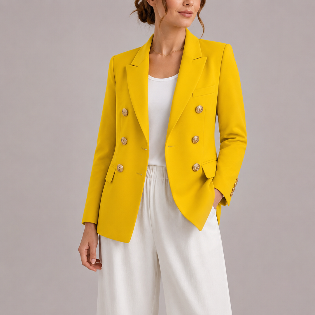 Camille | Blazer taillé à double boutonnage et boutons dorés