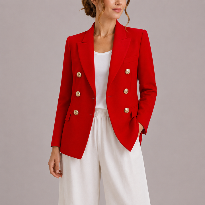 Camille | Blazer taillé à double boutonnage et boutons dorés