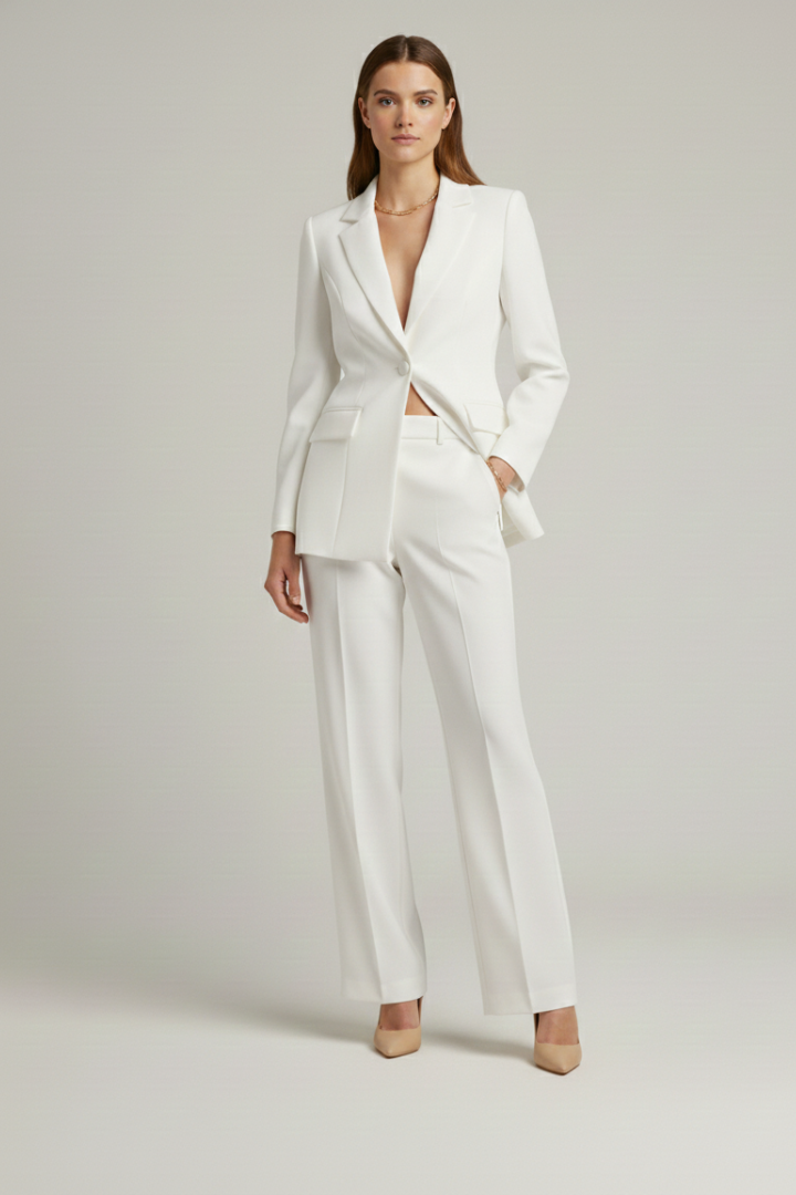 Ensemble tailleur – Veston structuré et pantalon jambe large