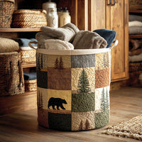 Evie | Panier à linge matelassé motif woodland