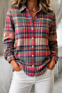 Belivianne - Blouse festive à carreaux pour femmes