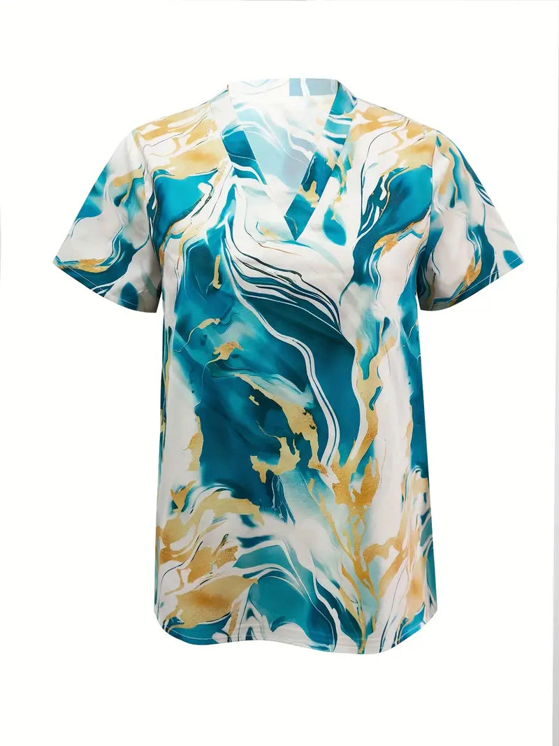 XYRIEL | BLOUSE EN IMPRIMÉ MARBRE ÉLÉGANTE