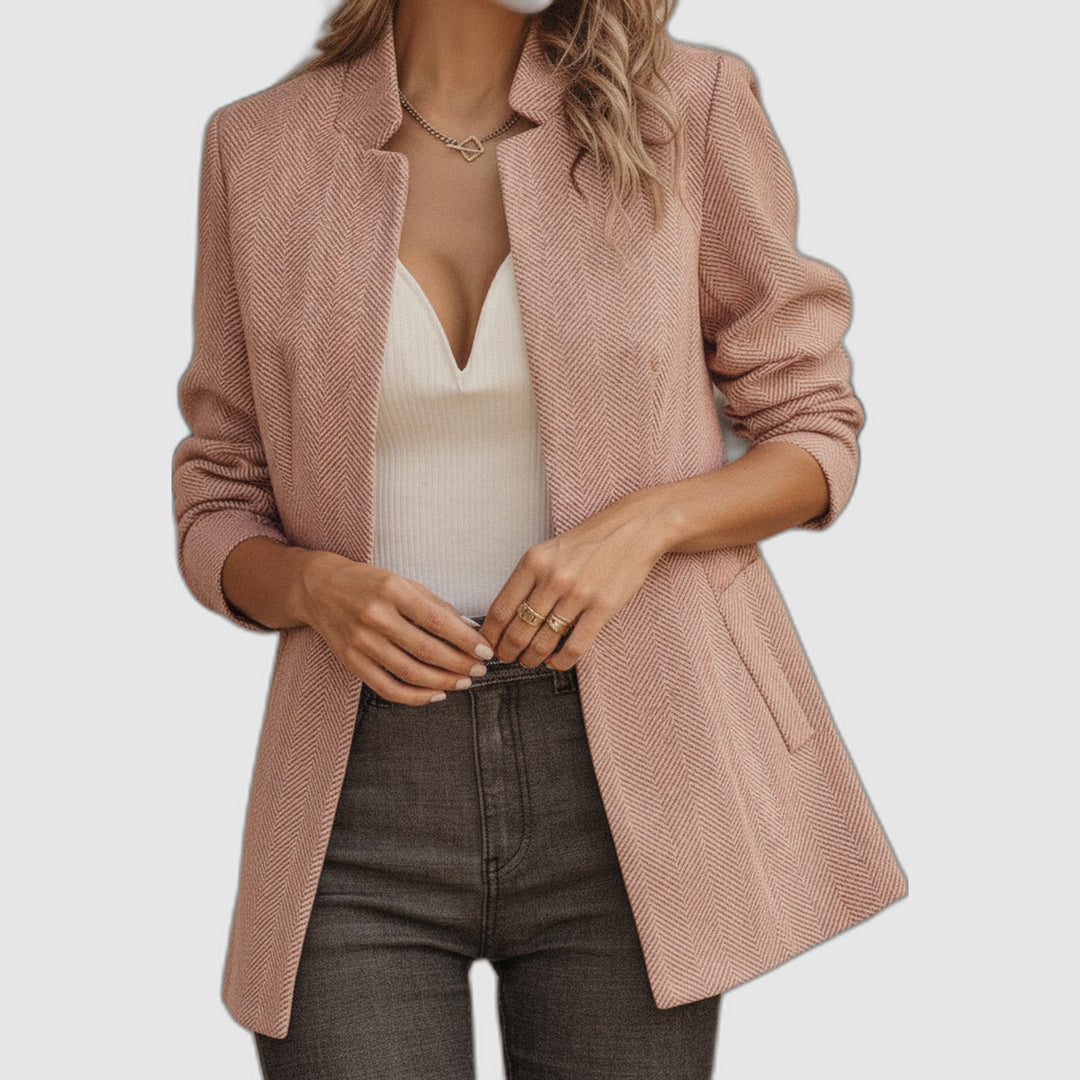 Amara | Veste blazer texturée rose pâle